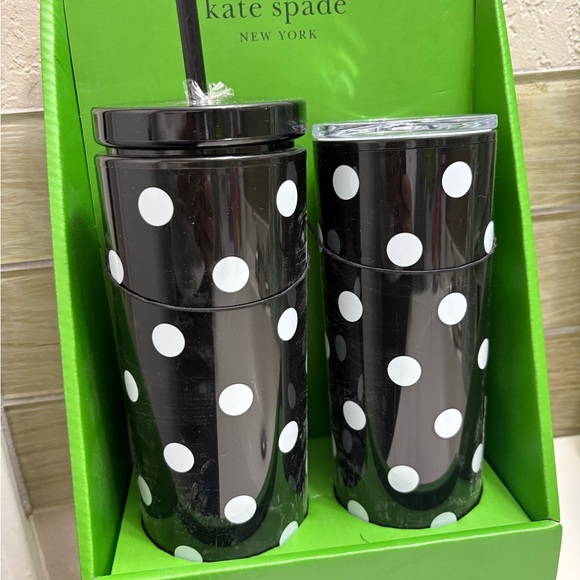 kate spade Other - kate spade Black and White Polka Dot Tumbler Duo